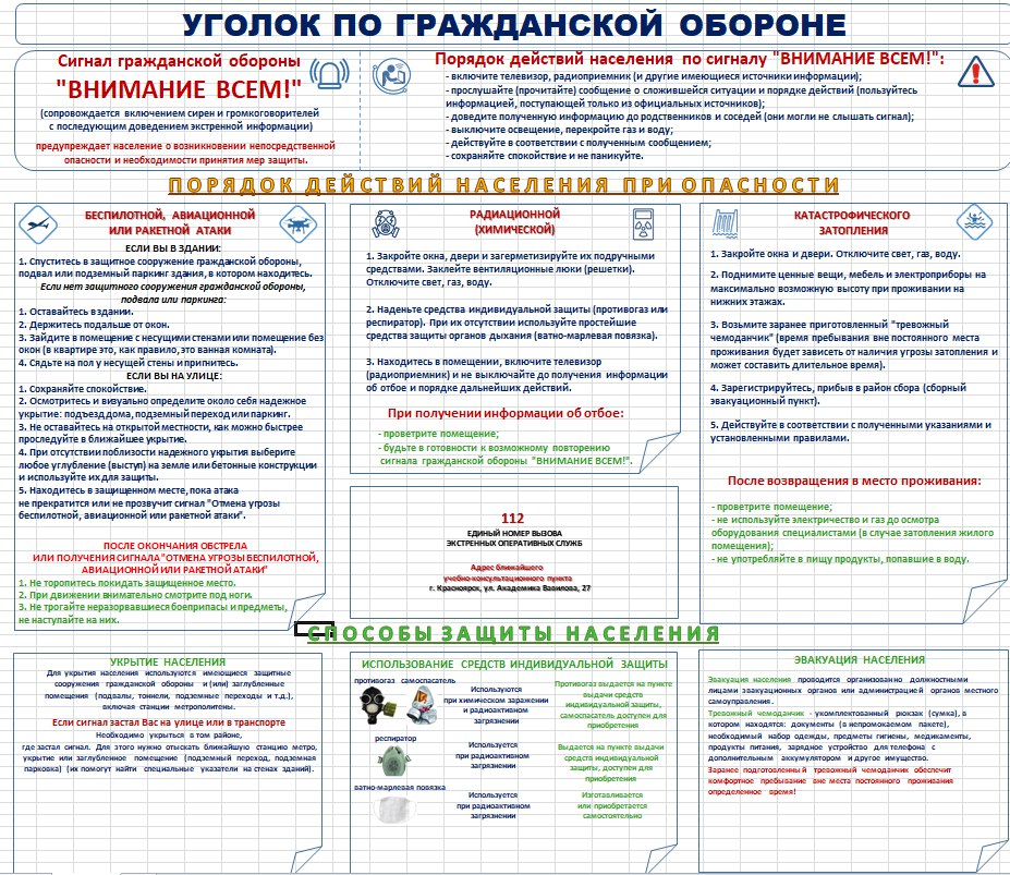 УГОЛОК ПО ГРАЖДАНСКОЙ ОБОРОНЕ